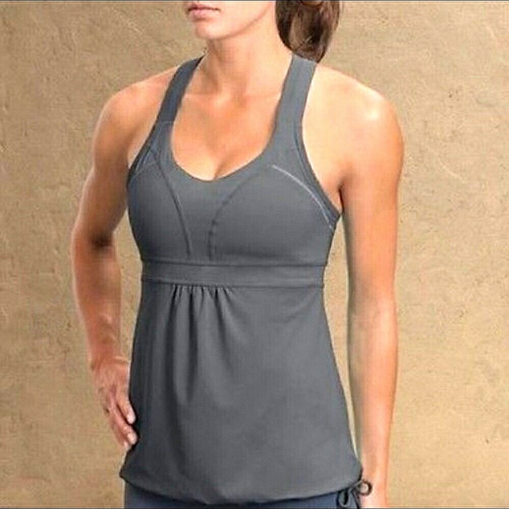 Athleta Horizon Yoga Racerback Muscle Dark Gray Tank - small